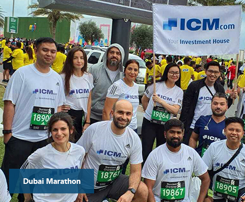 Logo of ICM.com with Dubai Marathone Participants